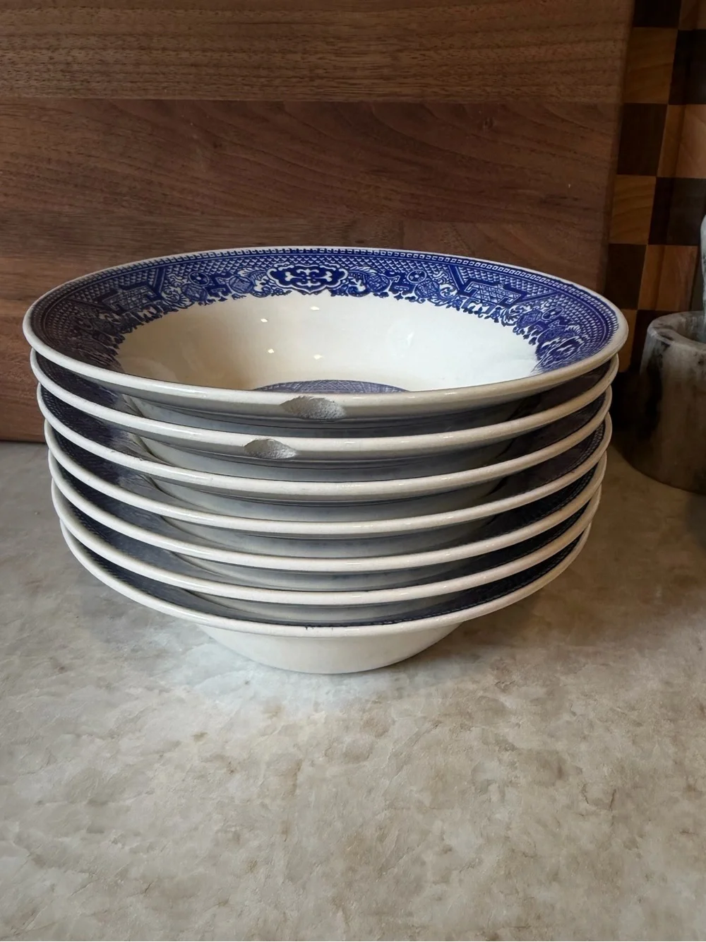 7-Vintage Royal China blue Willow Ware bowls 6-1/4”